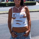 Walking round town with nipples showing